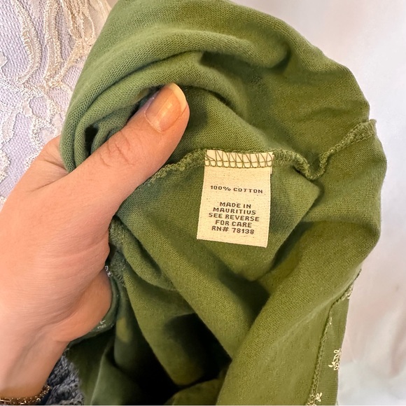 Green and White Floral Cotton Dress Pockets Vermont Country Store NWOT Large - Picture 11 of 12